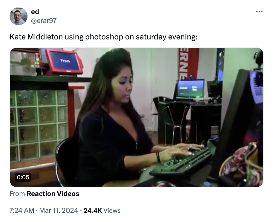 video - Erne ed Kate Middleton using photoshop on saturday evening From Reaction Videos Views